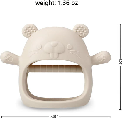 PandaEar Conjunto de 2 mordedores de silicone | Luva mordedora e chupeta para aliviar a dor da dentição (Branco/Azul)