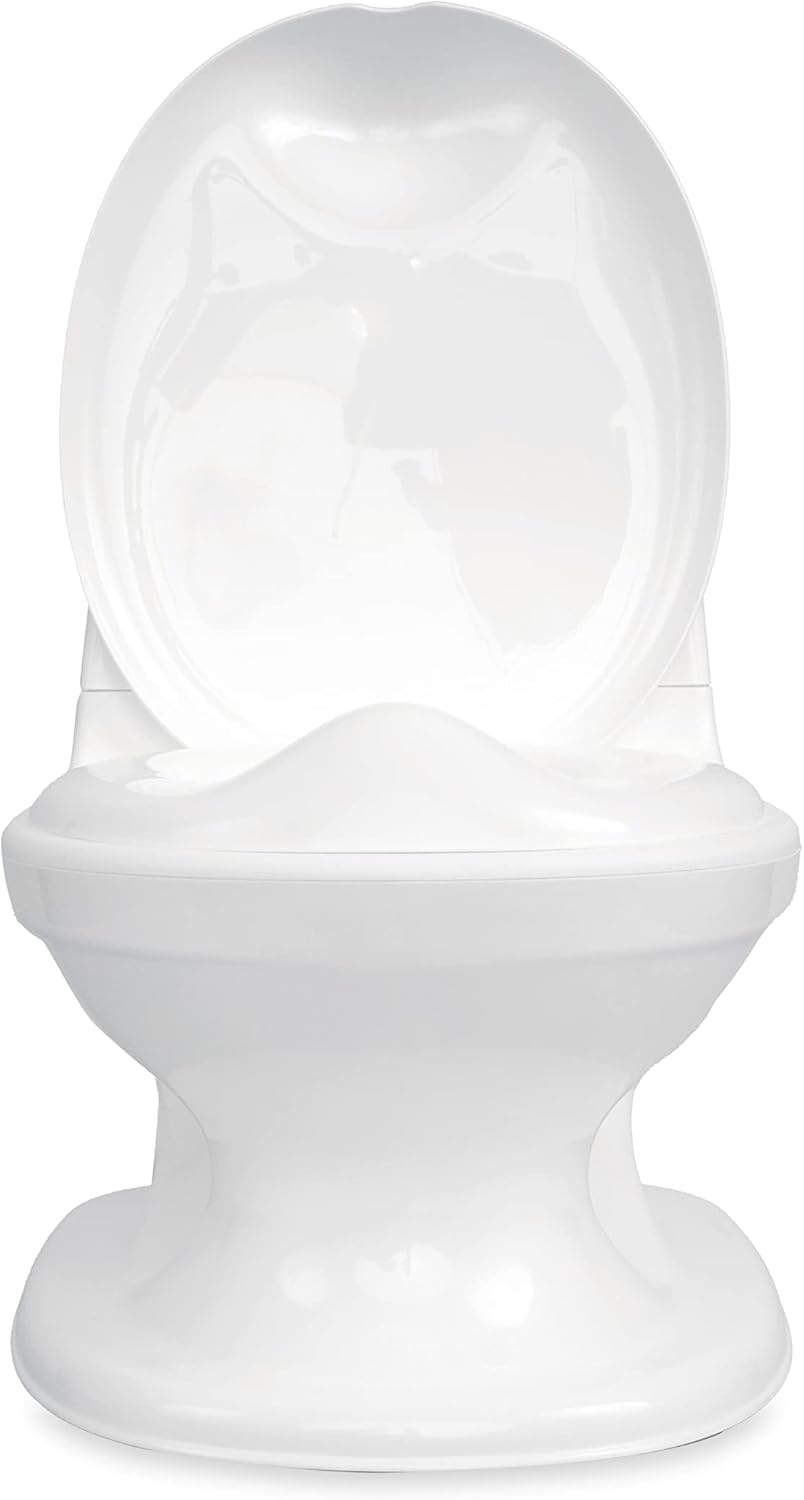 Nuby My Real Urinal Potty Training Toilet para meninos com botão de descarga realista e som para bebês e crianças, branco
