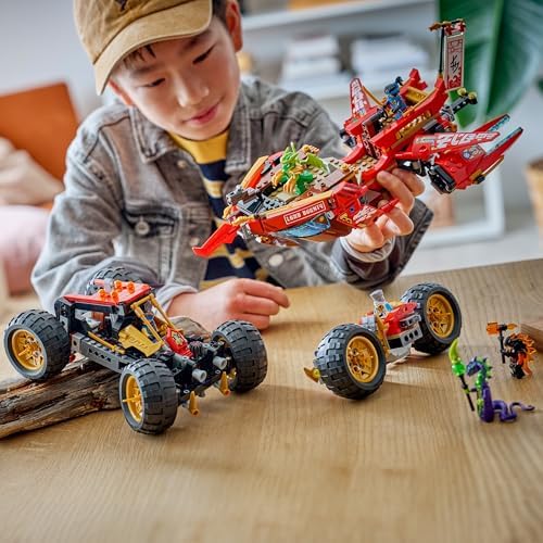 LEGO NINJAGO Land Bounty - Brinquedo Ninja 3 em 1 que se transforma em barco voador, carro e moto - Inclui 6 minifiguras - Presente de aniversário para meninos a partir de 9 anos e fãs de Dragon Ball Rising - 71869