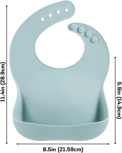 PandaEar Conjunto de 3 Babadores de Silicone para Bebês, Impermeáveis, Tamanhos de 6 a 18 meses, Ideais para a Introdução Alimentar, Babadores Ajustáveis para Alimentação com Bolso Grande para Coletar Alimentos, Livres de BPA
