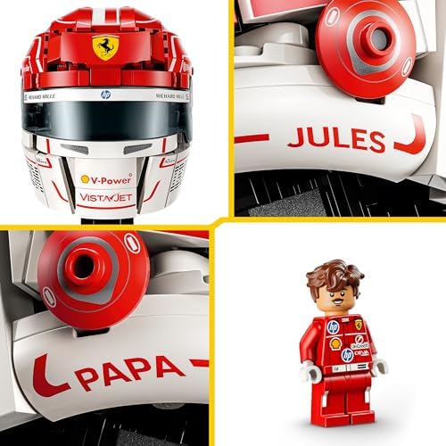 LEGO Capacete Editions Scuderia Ferrari HP Charles Leclerc - Produto Oficial de F1 - Kit de Modelo para Exibição com Minifigura Colecionável - Presente para Meninos a partir de 14 Anos e Fãs Adultos de Automobilismo - 43014
