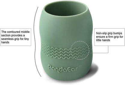 PandaEar Copo de Treinamento (Pacote com 2) para Bebês e Crianças Pequenas, 100% Silicone, Copo Aberto para Introdução Alimentar (Azul/Verde)