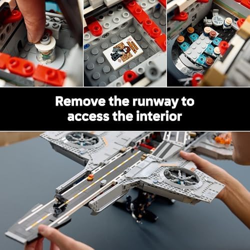 LEGO ǀ Marvel S.H.I.E.L.D. Helicarrier - Kit de Modelo de Porta-Aviões para Adultos - 6 Minifiguras incluindo Capitão América e Nick Fury - Decoração de Prateleira DIY - Presente dos Vingadores para Fãs - 76354