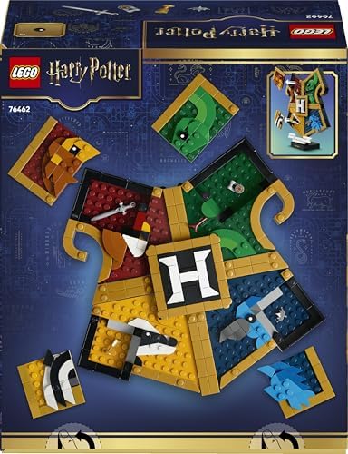 LEGO Harry Potter Brasão das Casas de Hogwarts - Modelo de Arte de Parede 3D com Animais - Decoração para Quarto Infantil - Ideia de Presente de Aniversário para Fãs Adolescentes e Meninas a partir de 12 Anos - 76462