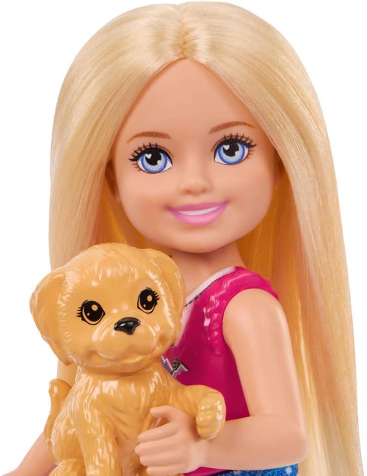 Barbie Chelsea Outdoor Adventures Playset, Family & Friends Set with Small Blonde Doll, Pet Puppy & 5+ Camping Accessories, JJV61