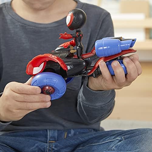 Marvel Spidey e Seus Incríveis Amigos: Veículo Tecno-Corredor Change 'N Go e Figura de Ação Miles Morales de 10 cm, 2 em 1, para Crianças a partir de 3 Anos, Embalagem Livre de Frustração