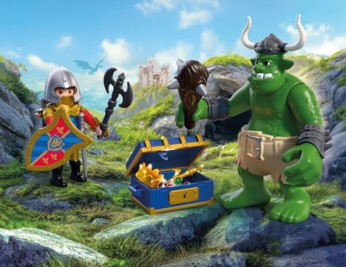 Playmobil | Cavaleiros | Troll com Tesouro do Cavaleiro do Leão | Figura de Troll com Clava Móvel e Baú de Tesouro | Brinquedo de Cavaleiros para Crianças a partir de 4 anos | 72116