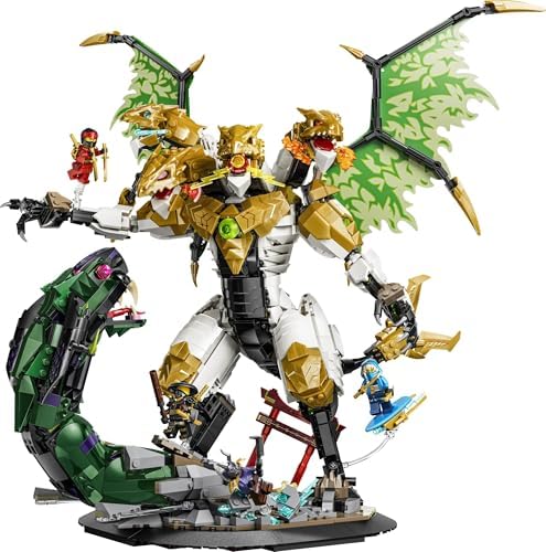 LEGO NINJAGO Ultra Dragon Battle Brinquedo - Figura de Ação de 4 Cabeças, Cobra e 4 Minifiguras com Katanas - Decoração para Quarto Infantil - Presente de Aniversário para Meninos a partir de 12 Anos e Fãs Adolescentes - 71872