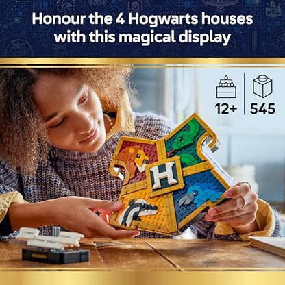 LEGO Harry Potter Brasão das Casas de Hogwarts - Modelo de Arte de Parede 3D com Animais - Decoração para Quarto Infantil - Ideia de Presente de Aniversário para Fãs Adolescentes e Meninas a partir de 12 Anos - 76462