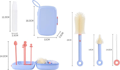 Bebamour Conjunto de escovas para mamadeiras 7 em 1, kit de limpeza portátil, roxo