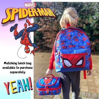 Mochila escolar Marvel Homem-Aranha para meninos, com 2 compartimentos, alças de ombro ajustáveis e bolso de tela.