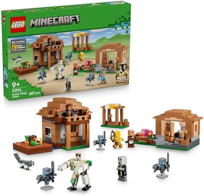 LEGO Minecraft Evoker Ataque à Vila - Modelo de Casa com Jardim, 11 Figuras incluindo Pedreiro e Golem de Ferro - Decoração para Quarto Infantil - Presente para Gamers a partir de 9 Anos - 21596