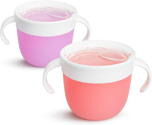 Munchkin - Copo Dispensador de Lanche Evita Farelo - Rosa/Salmao - 2 unidades