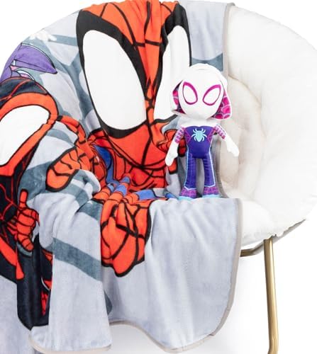 Conjunto de pelúcia infantil Jay Franco Marvel Spidey & His Amazing Friends Ghost Spider Gwen Mini Pillow Buddy e cobertor macio de 130 x 150 cm - Conjunto de 2 peças super macio para aconchegar as crianças