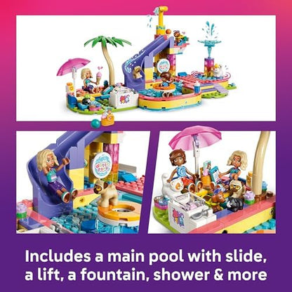 LEGO Friends Dia Divertido no Parque Aquático - Conjunto de Brinquedo em Miniatura com Tobogã, 2 Mini Bonecas, 4 Figuras de Animais e Acessórios para Bichinhos de Estimação - Ideia de Presente de Aniversário para Meninas a partir de 6 Anos - 42676