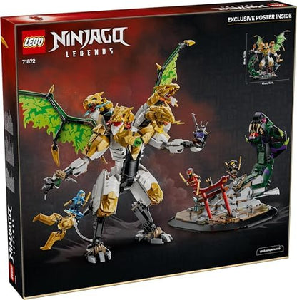 LEGO NINJAGO Ultra Dragon Battle Brinquedo - Figura de Ação de 4 Cabeças, Cobra e 4 Minifiguras com Katanas - Decoração para Quarto Infantil - Presente de Aniversário para Meninos a partir de 12 Anos e Fãs Adolescentes - 71872