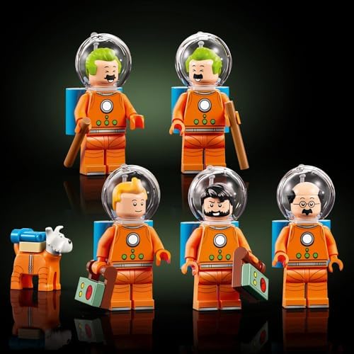 LEGO Ideas Foguete Lunar do Tintim - Kit de Modelo de Nave Espacial para Adultos - Conjunto de Exibição com 5 Minifiguras e Figura do Cão Milu para Decoração de Mesa DIY - Ideia de Presente Nostálgica para Fãs de Quadrinhos - 21367