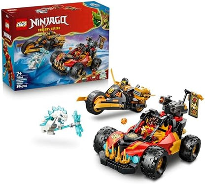 LEGO NINJAGO Veículos Combináveis de Kai e Cole - Carro Ninja, Moto, 3 Minifiguras incluindo Kai e Cole com Katanas - Ótima Ideia de Presente para Meninos a partir de 7 Anos e Fãs de Dragon Ball Rising - 71864