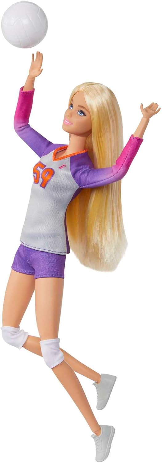 Muñeca Barbie y Accesorios, Made to Move, Jugadora Profesional de Voleibol, Muñeca con Uniforme y Pelota, HKT72