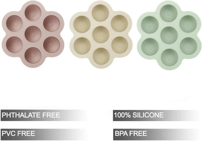 PandaEar Conjunto de 3 Bandejas de Silicone para Congelamento de Comida de Bebê com Tampas, Formas de Gelo para Congelador, Bandeja para Alimentos de Bebê em Fase de Introdução Alimentar,