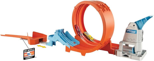 Hot Wheels Conjunto de Pista Loop Stunt Champion com Loop Duplo, Lançamento Duplo, Rampa de Mola e 1 Carrinho Hot Wheels para Crianças a partir de 4 Anos, GTV13