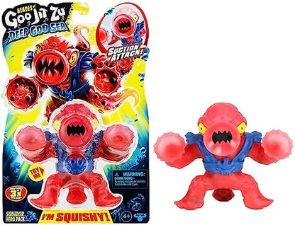 Heróis de Goo Jit Zu Deep Goo Sea Squidor Hero Pack. Brinquedo super macio e cheio de gosma. Com função de ataque por sucção. Estique-o até 3 vezes o seu tamanho!