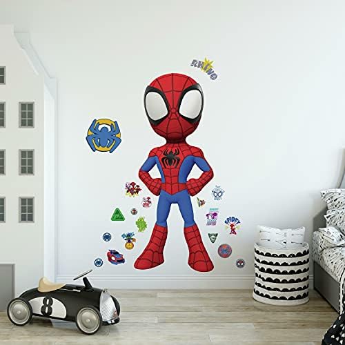 Adesivos de parede removíveis RoomMates RMK4924GM do Homem-Aranha e seus Incríveis Amigos, nas cores vermelho, amarelo, azul, verde, laranja e roxo.