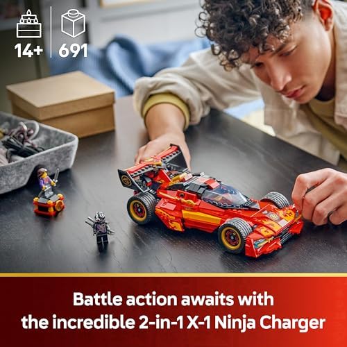 LEGO NINJAGO X-1 Ninja Charger 15º Aniversário - Kit de Modelo de Carro de Corrida com Moto de Brinquedo e 3 Minifiguras, incluindo Kai - Presente Nostálgico para Meninos a partir de 14 Anos e Fãs Adultos - 71867
