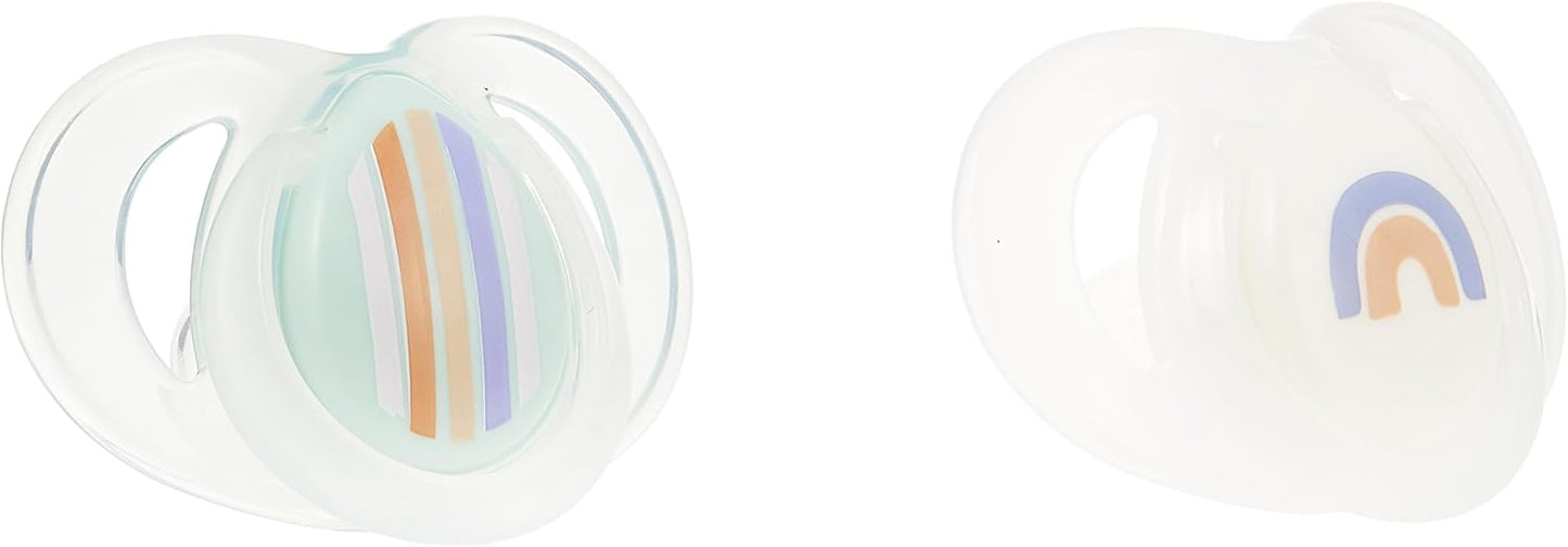 Tommee Tippee Night Time Glow in the Dark Dummies, design ortodôntico simétrico, silicone sem BPA, 6 a 18 meses, pacote de 2 manequins, sortidos