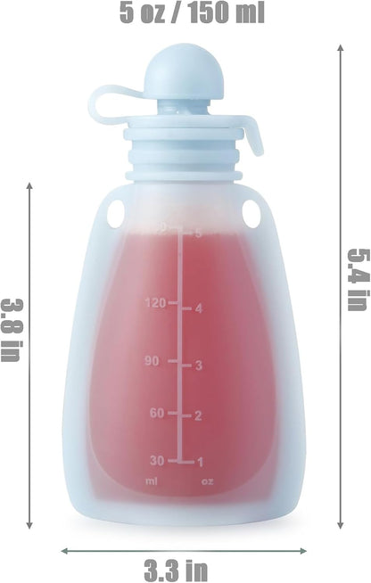 PandaEar Conjunto de 7 saquinhos de silicone reutilizáveis para papinha , ideais para bebês e crianças pequenas. Feitos de silicone livre de BPA, cada saquinho tem capacidade para 142 g (5 oz).