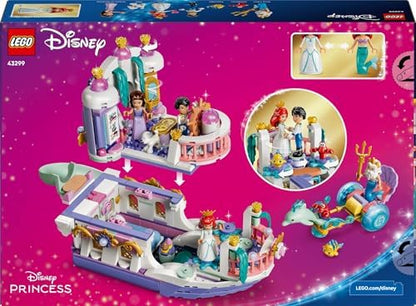 LEGO | Barco de Casamento Real da Princesa Ariel da Disney - Conjunto da Pequena Sereia com 7 figuras, incluindo Ariel e Vanessa - Decoração para quarto infantil - Presente para meninas e fãs a partir de 6 anos - 43299