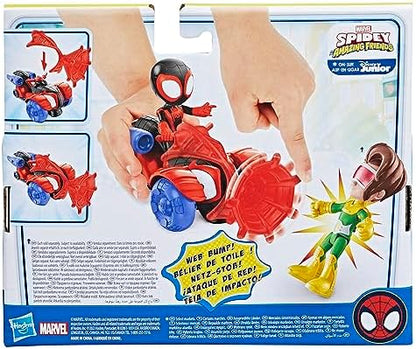 Homem-Aranha e Seus Incríveis Amigos Marvel Miles Morales Homem-Aranha Techno Racer Brinquedo, Figura de Ação com Veículo e Acessório, Brinquedos Pré-escolares