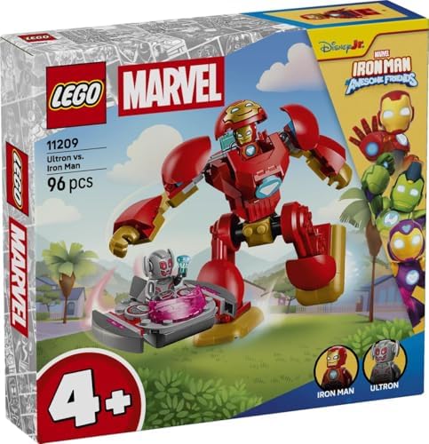 LEGO | Marvel Ultron vs. Homem de Ferro - Brinquedo de Super-Herói com Figura de Ação Mecânica e 2 Minifiguras - Presente para Meninos a partir de 4 Anos e Fãs da Série Homem de Ferro e Seus Incríveis Amigos - 11209