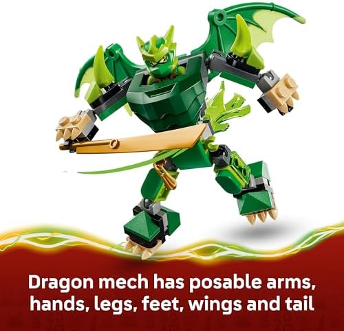 LEGO NINJAGO Pacote de Batalha do Robô Dragão do Lloyd - Brinquedo Ninja com Figura de Ação, 3 Minifiguras e Katanas - Decoração para Quarto Infantil - Presente para Meninos a partir de 6 Anos e Fãs de Dragões - 71862