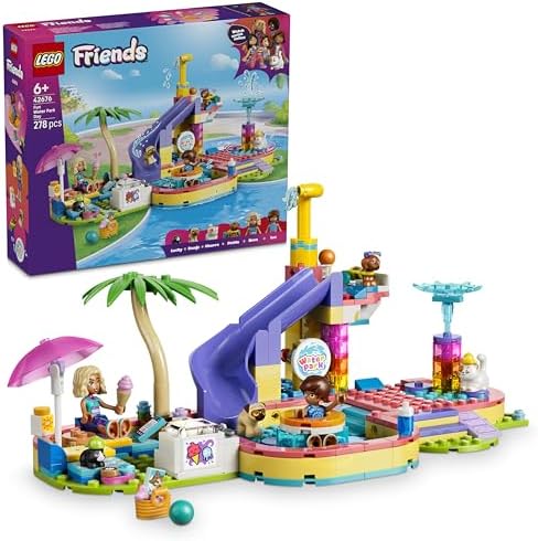 LEGO Friends Dia Divertido no Parque Aquático - Conjunto de Brinquedo em Miniatura com Tobogã, 2 Mini Bonecas, 4 Figuras de Animais e Acessórios para Bichinhos de Estimação - Ideia de Presente de Aniversário para Meninas a partir de 6 Anos - 42676