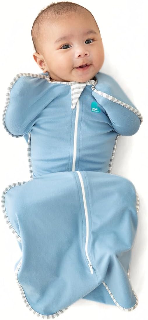 Love To Dream™ Swaddle UP™, Médio 6–8,5 kg – Azul | Ajuste perfeito, promove uma rotina de sono saudável | 1.0 Tog Ideal para primavera e verão (20–24 °C) | Algodão lavável à máquina com zíper duplo