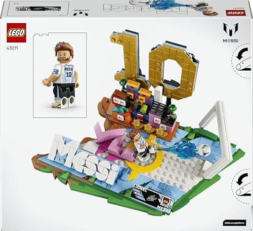 LEGO Editions Lionel Messi – Melhores Momentos do Futebol - Kit de Modelo 3D para Exibição com Minifigura Colecionável - Decoração para Quarto Infantil - Presente para Meninos e Meninas a partir de 10 Anos e Fãs de Esportes Adultos - 43011