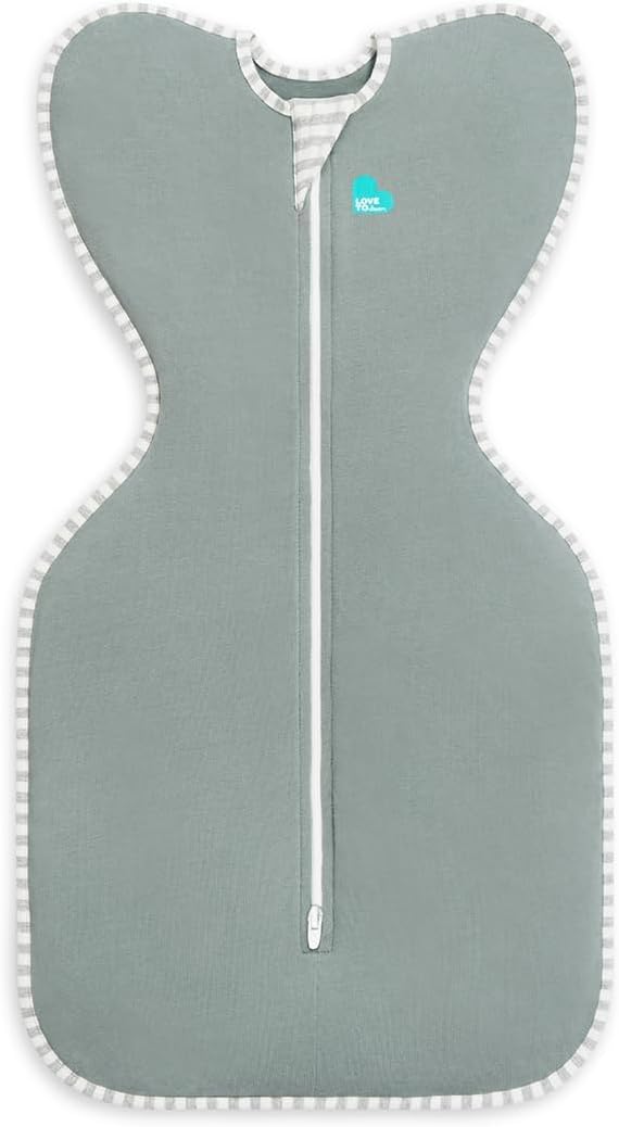 Love To Dream™ Swaddle UP™, Médio 6–8,5 kg – Verde Oliva Escuro | Ajuste Perfeito, Favorece uma Rotina de Sono Saudável | 1.0 Tog Ideal para Primavera e Verão (20–24°C) | Algodão Lavável à Máquina e Zíper Duplo