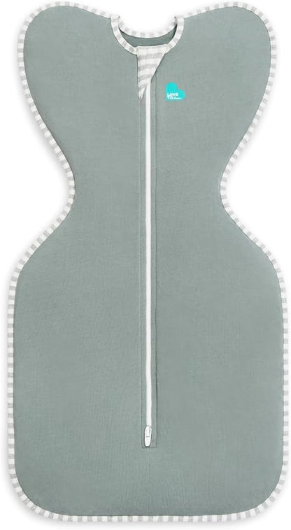 Love To Dream™ Swaddle UP™, Médio 6–8,5 kg – Verde Oliva Escuro | Ajuste Perfeito, Favorece uma Rotina de Sono Saudável | 1.0 Tog Ideal para Primavera e Verão (20–24°C) | Algodão Lavável à Máquina e Zíper Duplo