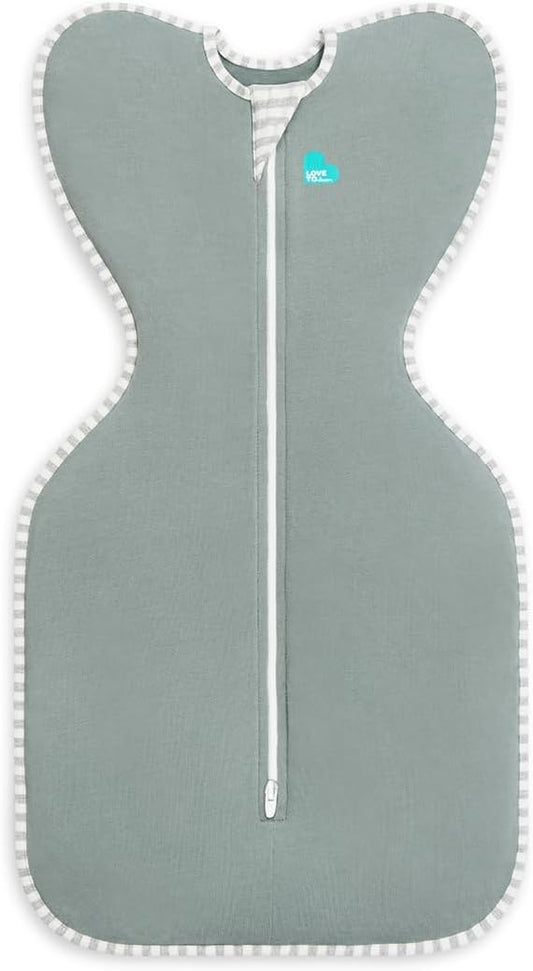 Love To Dream™ Swaddle UP™, Médio 6–8,5 kg – Verde Oliva Escuro | Ajuste Perfeito, Favorece uma Rotina de Sono Saudável | 1.0 Tog Ideal para Primavera e Verão (20–24°C) | Algodão Lavável à Máquina e Zíper Duplo
