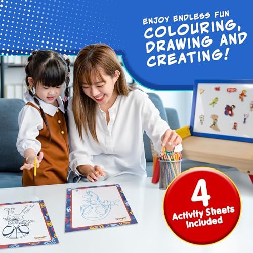 Mesa de Atividades Infantil Marvel Homem-Aranha e Seus Incríveis Amigos – Mesa de colo dobrável de madeira com quadro branco, acessórios magnéticos, bolsos de armazenamento e marcador – Mesa de atividades portátil para meninos e meninas