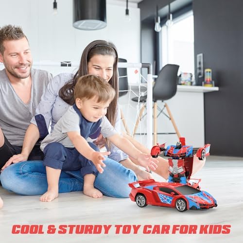 Carro de Controle Remoto Transformável DEERC, Robô RC de 2,4 GHz, Brinquedo Carro Aranha em Escala 1:18 com Transformação de Um Botão e Derrapagem com Rotação de 360° para Crianças de 4 a 7 Anos e de 8 a 12 Anos - Presente de Aniversário e Natal