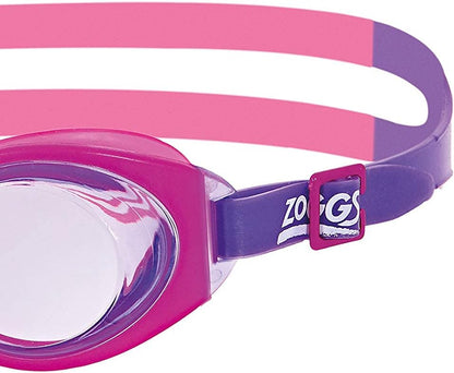 Zoggs Little Ripper Gafas de natación para niños, gafas de natación con protección UV, correa para gafas para niños con ajuste de deslizamiento dividido, lentes de gafas de natación rosa sin niebla, gafas para edades de 0 a 6 años