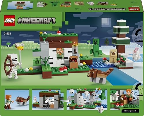 LEGO Minecraft Primeira Noite de Aventura - Brinquedo Interativo com 7 Figuras, incluindo Alex, Creeper, Esqueleto e Lobo da Floresta - Presente Gamer para Meninos e Meninas a partir de 8 Anos - 21593