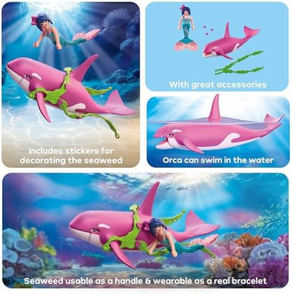 Playmobil | Fantasia e Magia | Orca com Sereia | Orca Grande com Pulseira de Algas Vestível | Brinquedo para Crianças a partir de 4 Anos | 72106