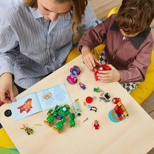 LEGO | Marvel Loki vs. Equipe Homem de Ferro - Brinquedo de Super-Herói com Carro, Avião, Robô e 4 Minifiguras - Presente para Meninos a partir de 4 Anos e Fãs da Série Homem de Ferro e Seus Incríveis Amigos - 11211