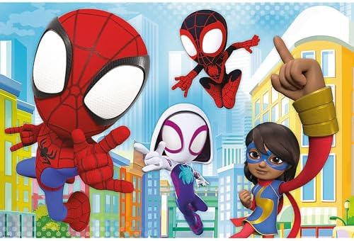 Trefl Spiday - Quebra-cabeças Geniais com 60 Peças XXL Super Formas, Personagens de Contos de Fadas para Colorir (A partir de 4 Anos), 50012, Homem-Aranha e Seus Amigos Incríveis, Tamanho Único