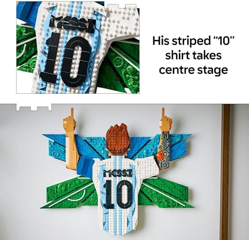 LEGO Editions Lionel Messi – Celebração - Conjunto de Arte de Parede 3D DIY para Decoração de Quarto Infantil - Presente de Futebol para Adolescentes a partir de 14 Anos e Fãs de Esportes Adultos - 43018
