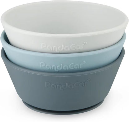 PandaEar Conjunto de 3 Tigelas para Bebê com Ventosa | Tigelas de Silicone para a Primeira Fase de Alimentação de Bebês e Crianças | Tigelas com Ventosa de Grau Alimentício para Crianças | Tigelas Macias,