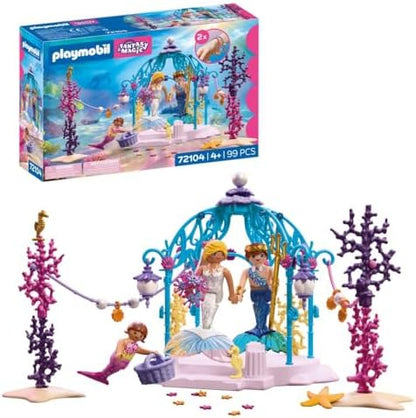 Playmobil | Fantasia e Magia | Casamento Subaquático | Pavilhão das Sereias com Lanternas Luminosas | Brinquedo de Sereia para Crianças a partir de 4 Anos | 72104